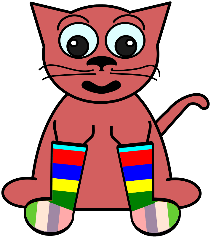 FunDraw dot com Cartoon Cat In Rainbow Socks