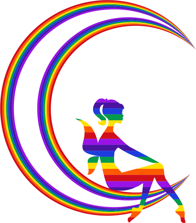 Rainbow Fairy Relaxing On The Rainbow Crescent Moon