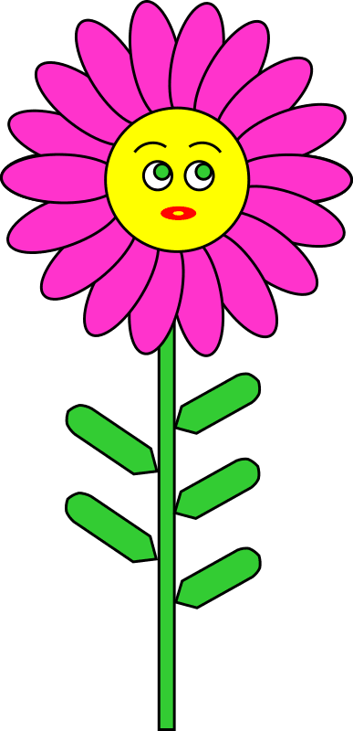 purple daisy with face